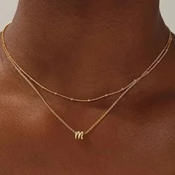 Yoosteel Layered Initial Necklaces