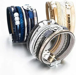 Fesciory Leather Wrap Bracelets for Women