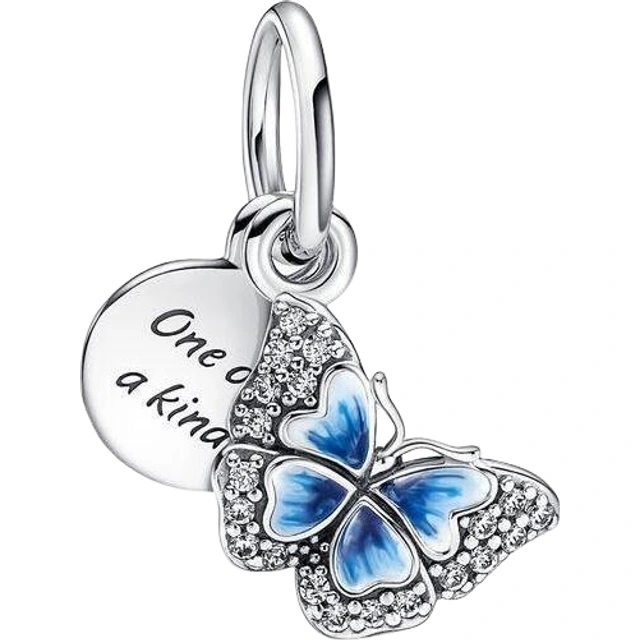 Pandora charm bracelet blue butterfly silver