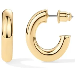 Pavoi 14k gold plated lightweight chunky open hoops