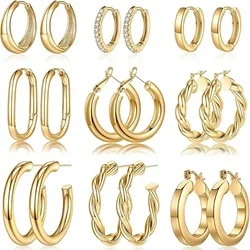 Yesteel 9 Pairs Gold Hoop Earrings for Women